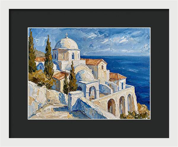 Serene Coastal Monastery Scene