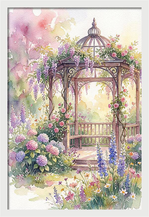 Serene Gazebo Surrounded By Blooms
