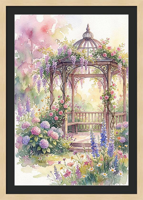 Serene Gazebo Surrounded By Blooms