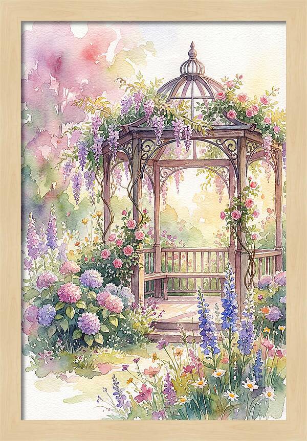 Serene Gazebo Surrounded By Blooms