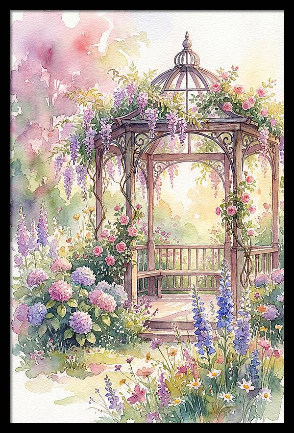 Serene Gazebo Surrounded By Blooms