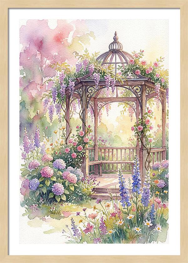 Serene Gazebo Surrounded By Blooms