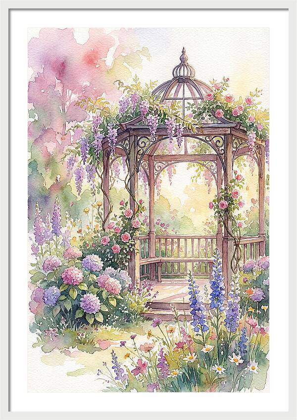 Serene Gazebo Surrounded By Blooms