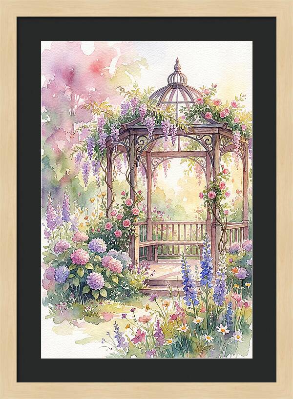 Serene Gazebo Surrounded By Blooms