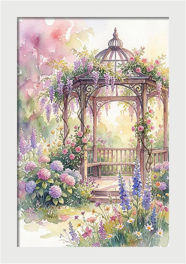 Serene Gazebo Surrounded By Blooms