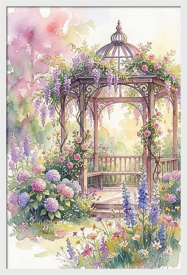 Serene Gazebo Surrounded By Blooms