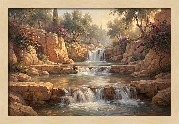 Serene Mediterranean Waterfall