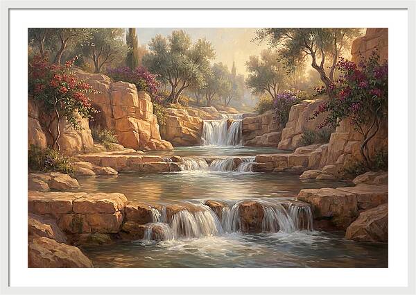 Serene Mediterranean Waterfall