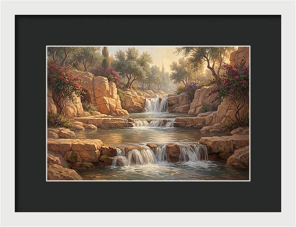Serene Mediterranean Waterfall