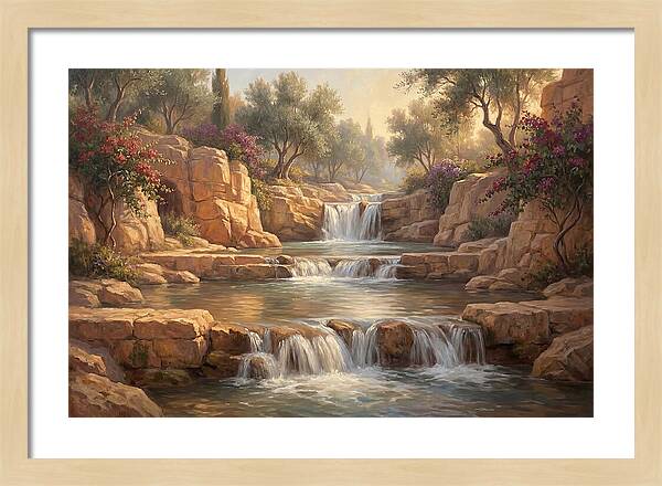 Serene Mediterranean Waterfall