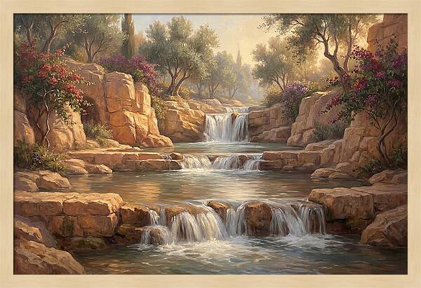 Serene Mediterranean Waterfall