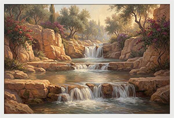 Serene Mediterranean Waterfall