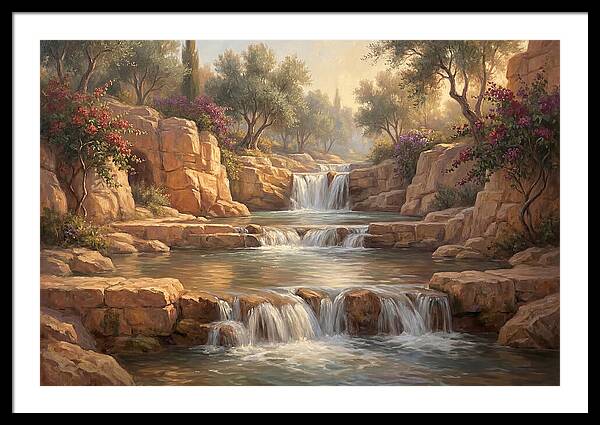 Serene Mediterranean Waterfall