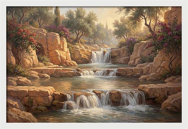 Serene Mediterranean Waterfall