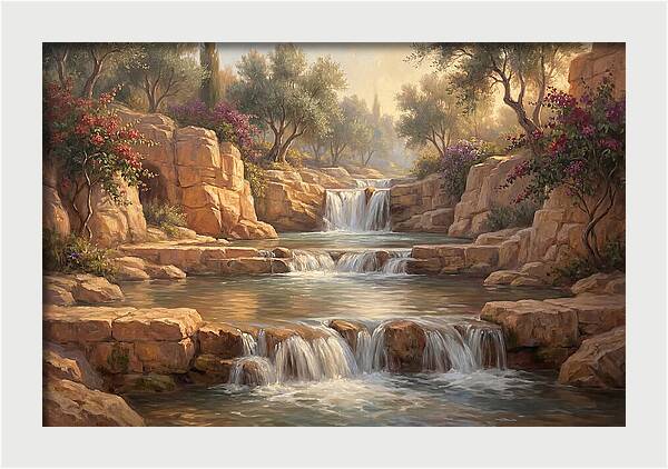 Serene Mediterranean Waterfall