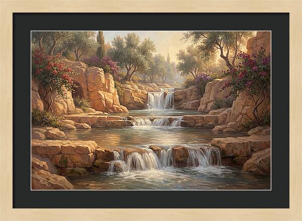 Serene Mediterranean Waterfall