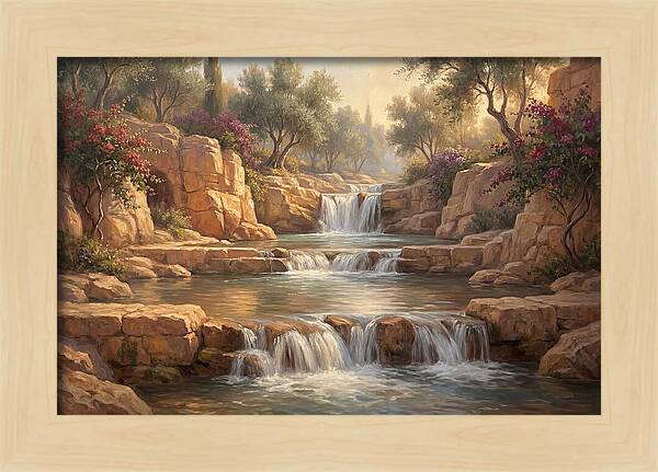 Serene Mediterranean Waterfall