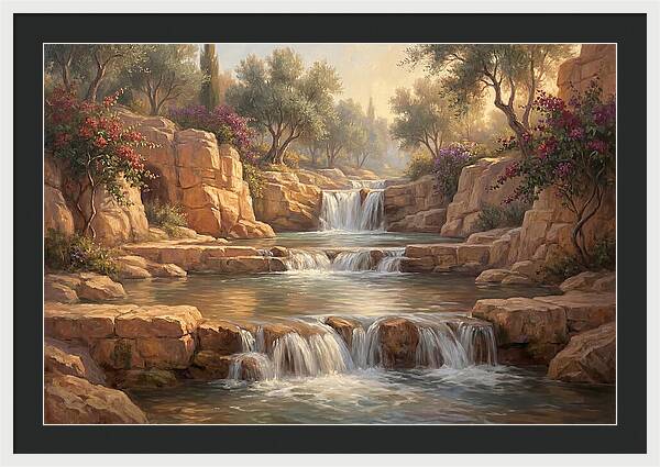 Serene Mediterranean Waterfall