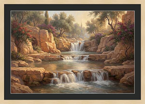 Serene Mediterranean Waterfall