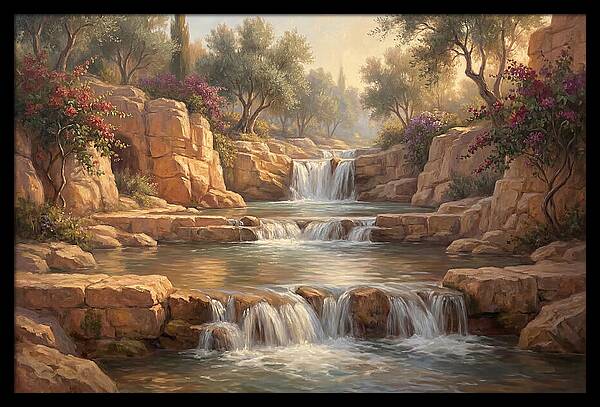Serene Mediterranean Waterfall