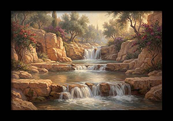 Serene Mediterranean Waterfall