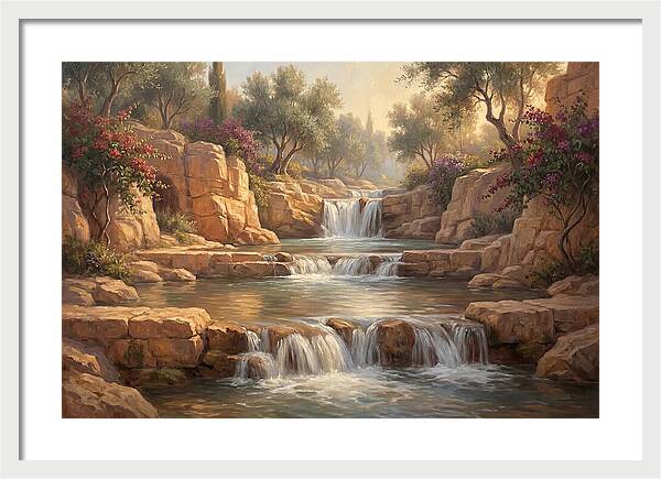 Serene Mediterranean Waterfall