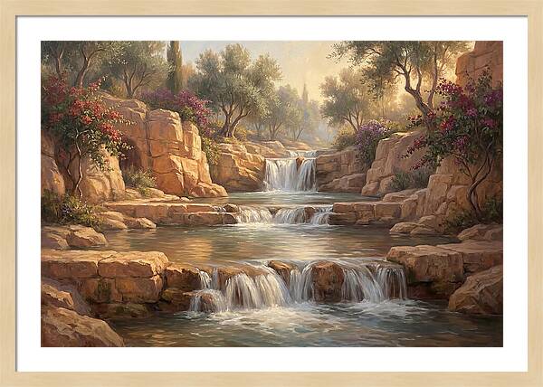Serene Mediterranean Waterfall