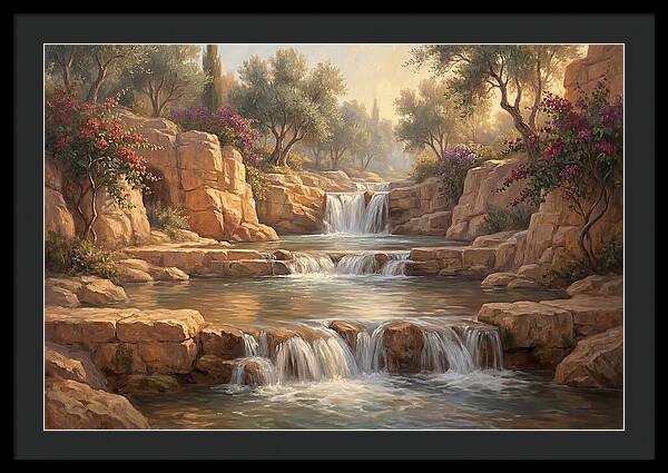 Serene Mediterranean Waterfall