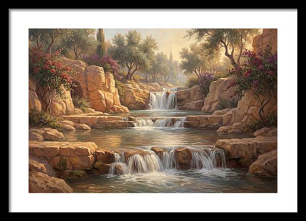Serene Mediterranean Waterfall