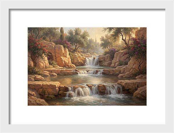 Serene Mediterranean Waterfall