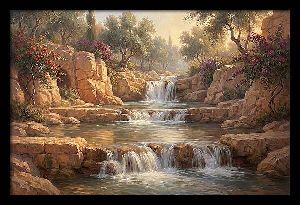 Serene Mediterranean Waterfall