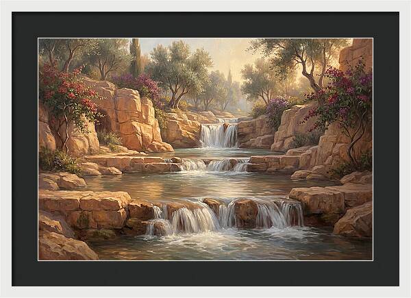 Serene Mediterranean Waterfall