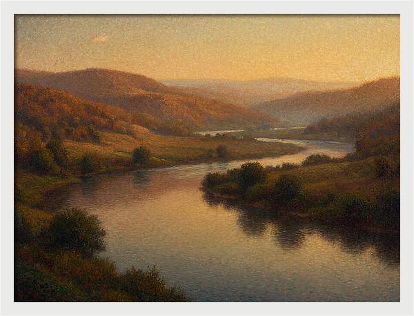 Serene River Landscape At Dusk
