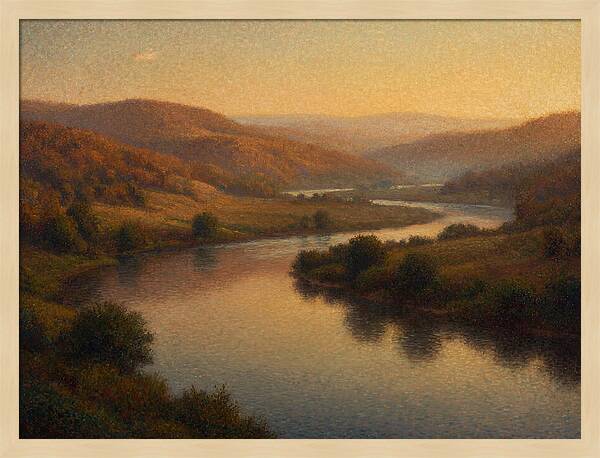 Serene River Landscape At Dusk