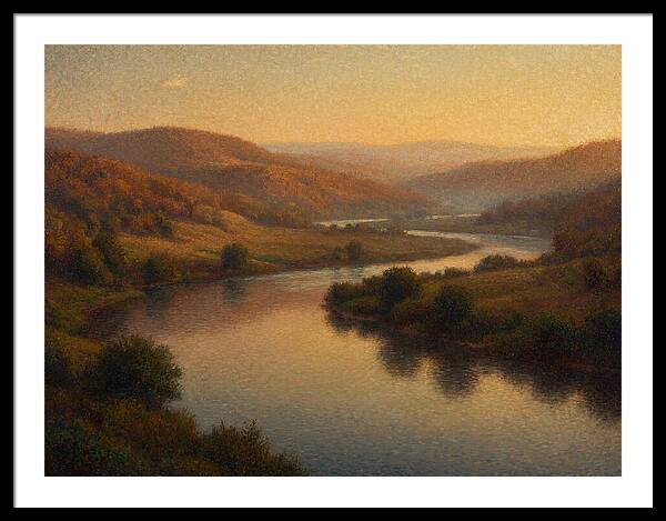 Serene River Landscape At Dusk