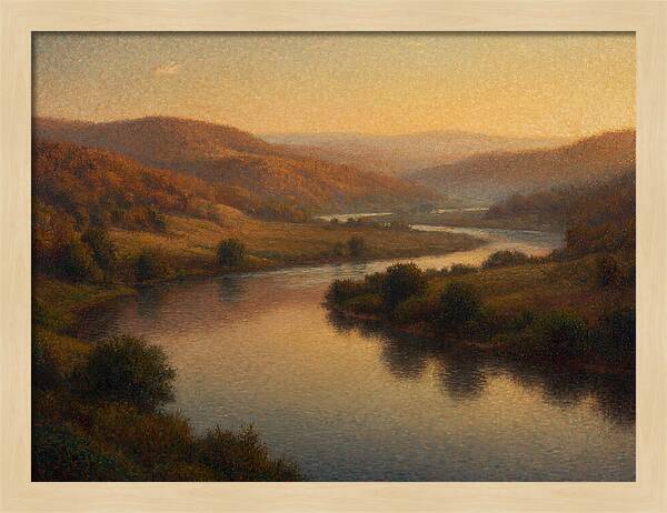 Serene River Landscape At Dusk