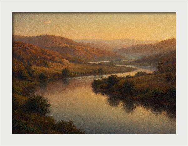 Serene River Landscape At Dusk