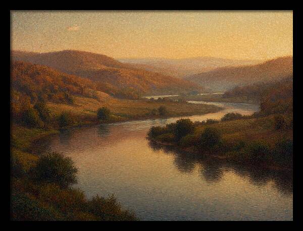 Serene River Landscape At Dusk
