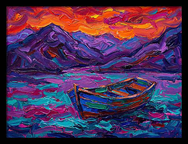 Serene Rowboat Beneath Colorful Skies