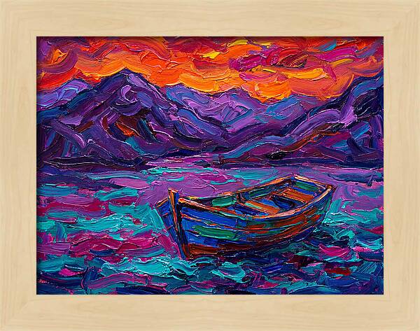 Serene Rowboat Beneath Colorful Skies