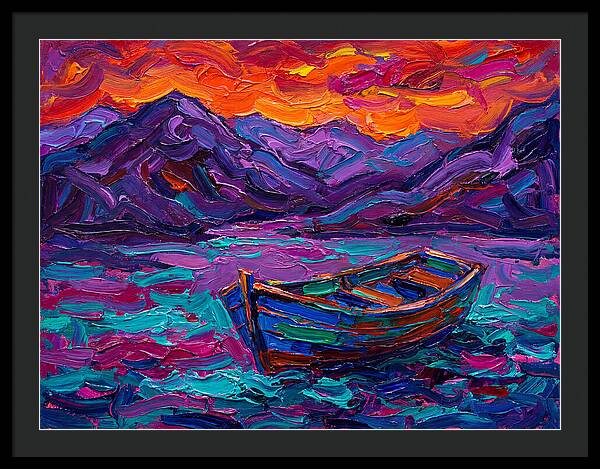 Serene Rowboat Beneath Colorful Skies