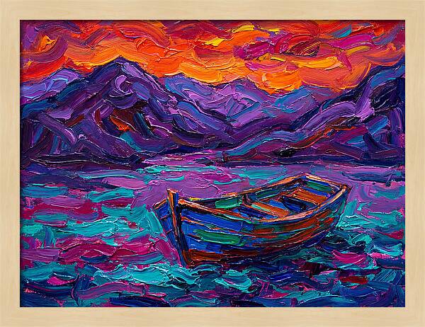 Serene Rowboat Beneath Colorful Skies