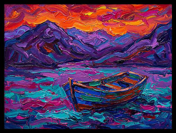 Serene Rowboat Beneath Colorful Skies