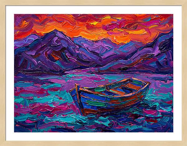 Serene Rowboat Beneath Colorful Skies