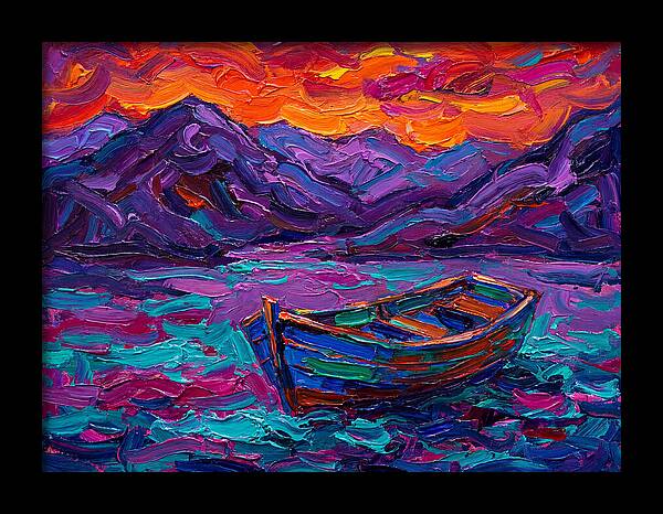 Serene Rowboat Beneath Colorful Skies