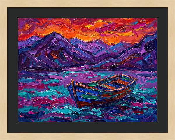 Serene Rowboat Beneath Colorful Skies