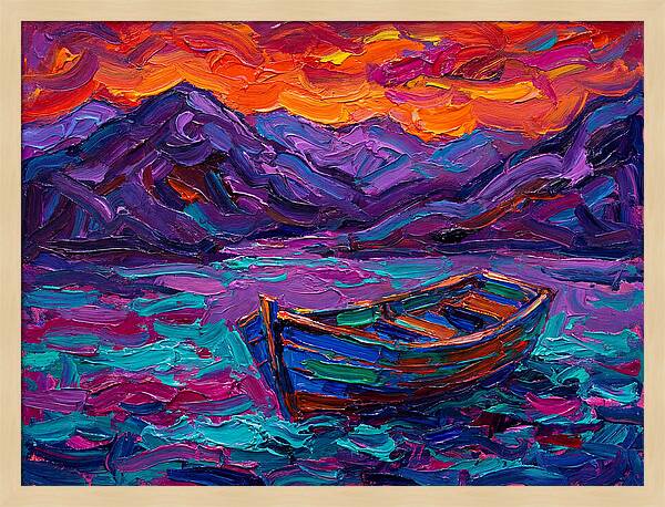 Serene Rowboat Beneath Colorful Skies