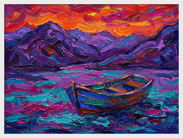Serene Rowboat Beneath Colorful Skies