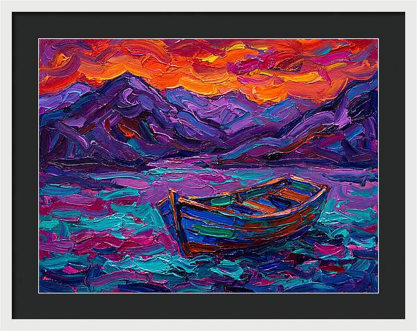 Serene Rowboat Beneath Colorful Skies