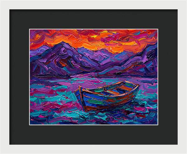 Serene Rowboat Beneath Colorful Skies